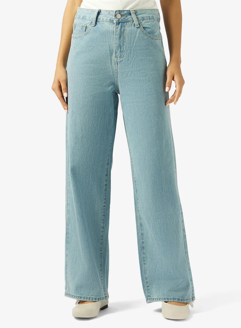 جينجر High Rise Straight Fit Jeans